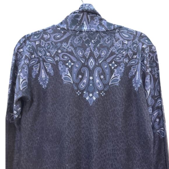 Soft Surroundings Blue Paisley Cowl Neck Top Women’s Small Long Sleeve Boho - Picture 6 of 7